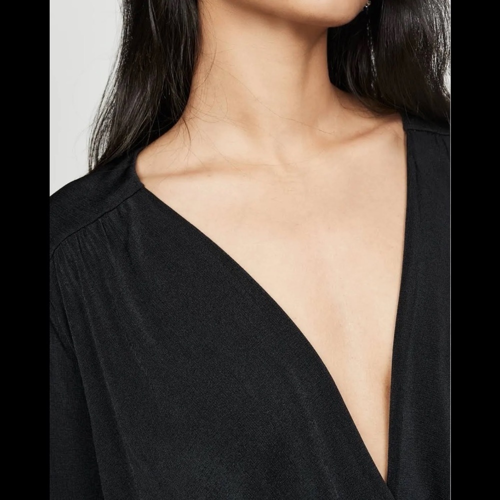 Free People Turnt Faux Wrap Draped Bodysuit.  Deep V-Neck - Picture 4 of 11
